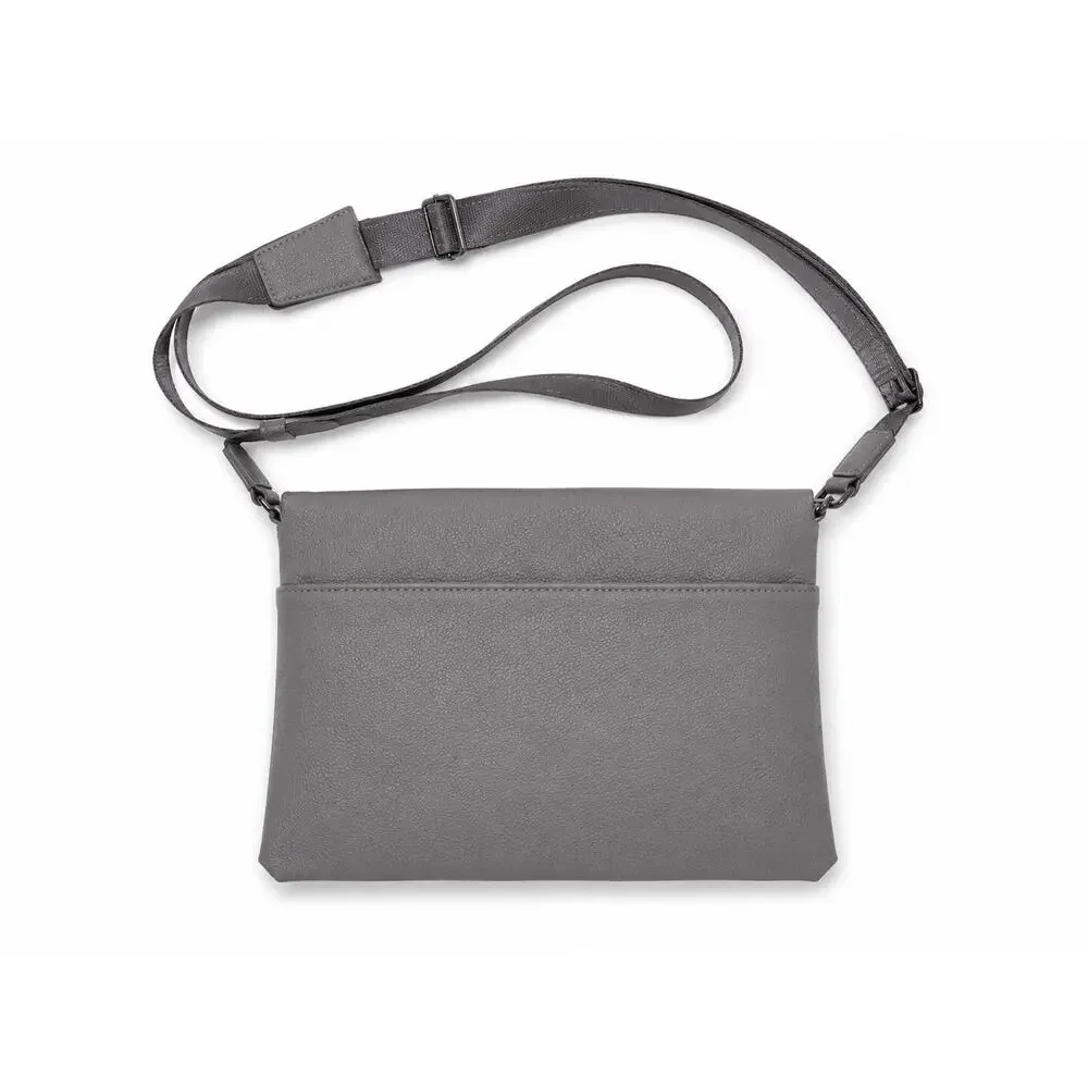 Calvin Klein Dove Gray Faux Leather Crossbody Bag Magnetic Flap Zip Pocket